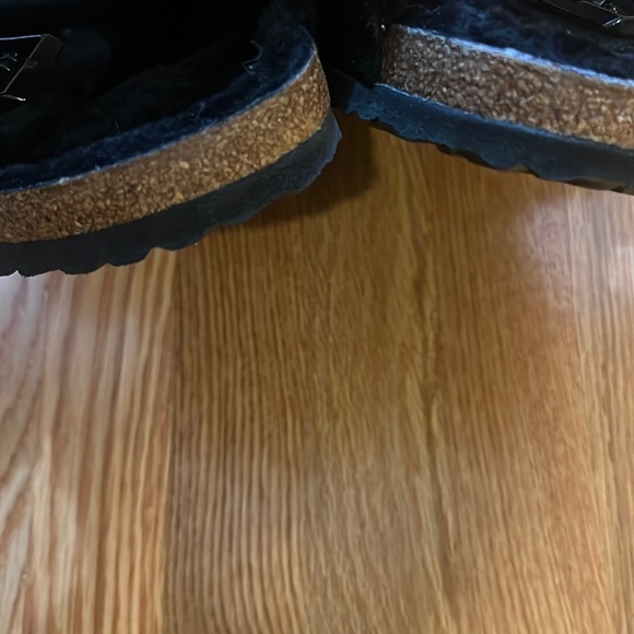 NWT Birkenstock Arizona Shearling Suede Leather Mountain View Black 10 - Picture 11 of 13